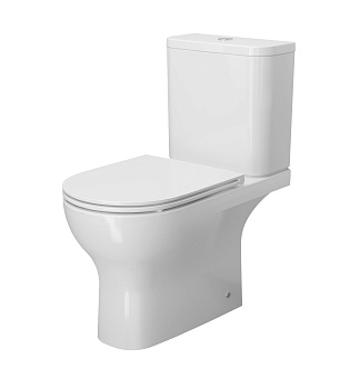 Унитаз напольный с бачком Ambassador Abner 107K19001RS белый с сиденьем безободковый каскадный смыв